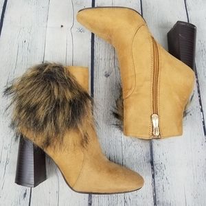CAPE ROBBIN | Bernice faux fur chunky heel boots